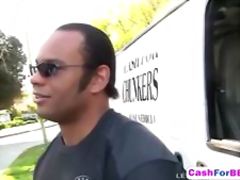 BBW plumper with saggy tits satisfying big black dick for money