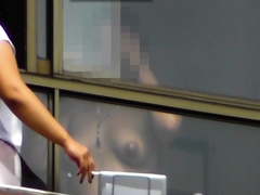 Window voyeur fat tits